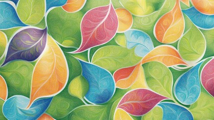 Colorful Abstract Leaf Pattern Design Artwork