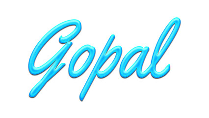 Glowing blue effect of name Gopal on white background.