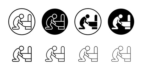 vomiting in bathroom icon Vector logo set flat