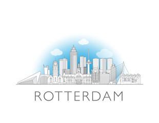 Fototapeta premium Rotterdam cityscape illustration skyline drawing