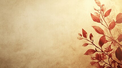Rustic Background Featuring Red Leaves on Aged Paper