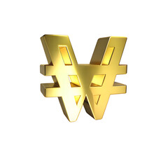 Obraz premium Golden yen symbol on white background