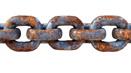 Fototapeta premium rusty metal chain isolated on white background