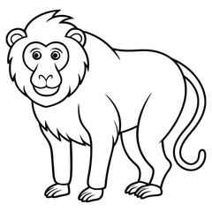 illustration of a baboon outline vector coloring page  