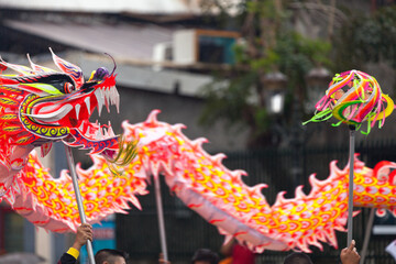 Dragon dancing during the Guan Di Festival