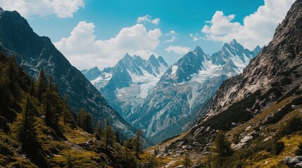 Obraz premium Majestic Alpine Mountainscape Under a Blue Sky