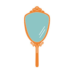 Vintage gold hand mirror. Isolated on a white background. © Irina Komaritskaia
