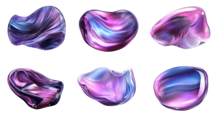 set of purple bubbles isolated on white background