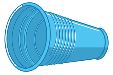 Obraz premium Blue plastic cup, transparent, disposable, ridged texture, cylindrical shape, wide rim, vibrant color, isolated on white background, product photography, clean lines, simple design, everyday object,