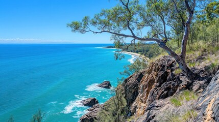Coastal Cliffs Overlooking Turquoise Ocean And Sandy Beach