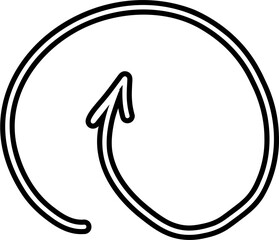 Round direction Arrow in simple various styles. Hand drawn vector isolated set.