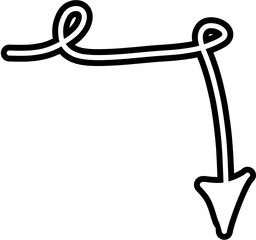 Curved direction Arrow in simple various styles. Hand drawn vector isolated set.