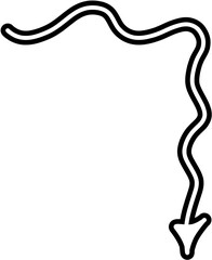 Curved direction Arrow in simple various styles. Hand drawn vector isolated set.