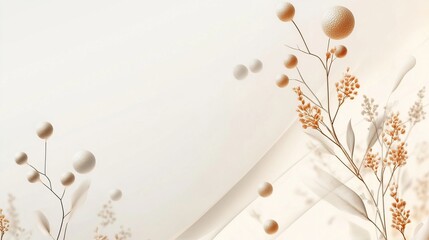 Elegant Beige Floral Design with Ornate Sphere Accents