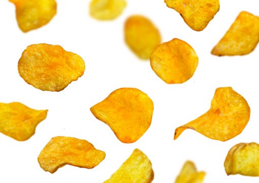 Flying isolated chips crunchy snack set 