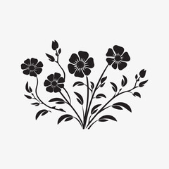 Minimalistic black flower silhouette icon vector