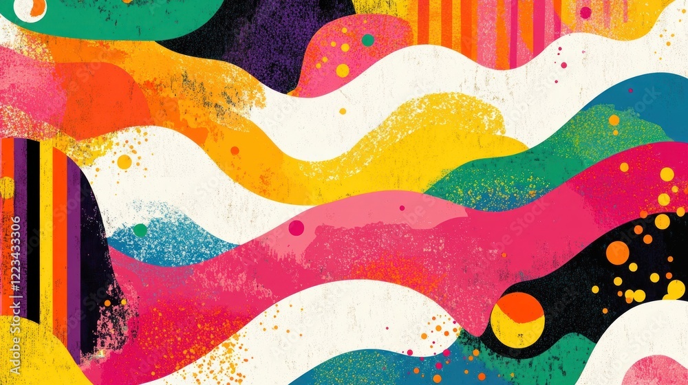 Poster Abstract Colorful Waves Pattern Design