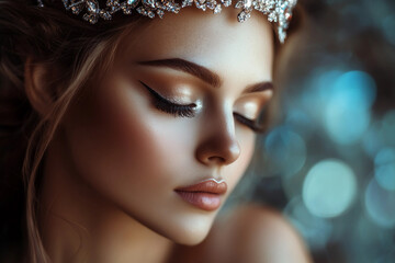 Fototapeta premium Generative ai photography of a beautiful woman beauty contest winner miss world, generative AI
