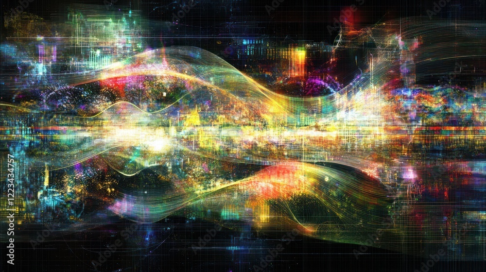 Poster Abstract Digital Waveform Cityscape Data Visualization