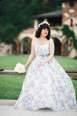 Portrait of a beautiful fashion bride, sweet and sensual. Wedding make up and hair