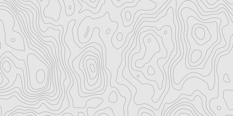 The white on grey contours vector topography stylized height of the lines. The concept of a conditional geography scheme and the terrain path. Ultra wide. Map vector terrain Illustration. 