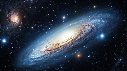 Fototapeta premium Spiral Galaxy and Distant Stars in Deep Space