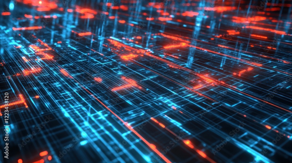 Aufkleber Abstract Digital Network Data Flow Visualization