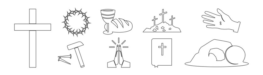Risen icons set. Religion icons.