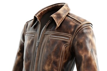 3D Model of Classic Leather Jacket with Detailed Stitching