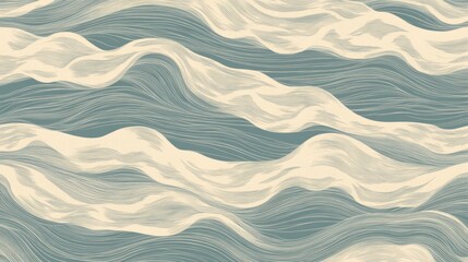 Abstract Wave Pattern In Beige And Teal Hues