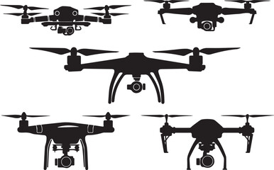 Set FPV Drone. Hand drawn vector illustration	