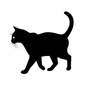 recommend clip art: A cat pet animal detailed graphic Walking Cat Silhouette 