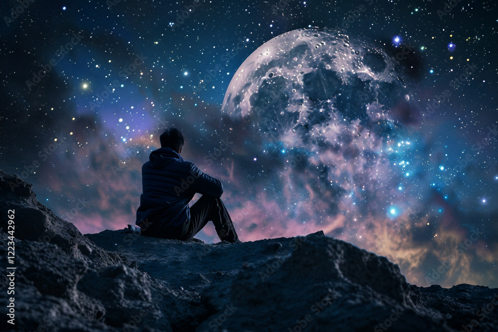 Canvas Prints space tourist exploring moon planet landscape generative ai