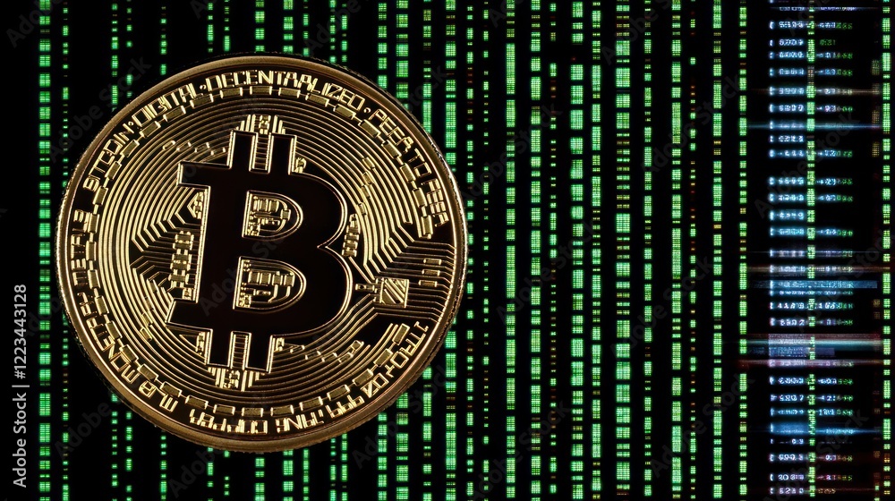 Poster bitcoin cryptocurrency digital currency blockchain technology