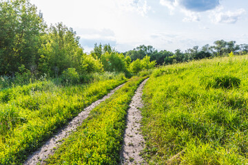 Views from the ecological trail to the Pushchino waterfall - a popular tourist attraction, outdoor recreation and a number of historical monuments near the city of Pushchino, Moscow region, Russia