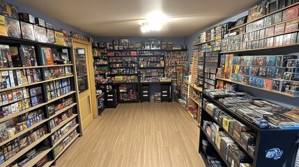 Extensive Collection Of Board Games And Media Items Fills A Room