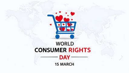 Illustration of World consumer rights day, shopping, cart, bags, customer service.