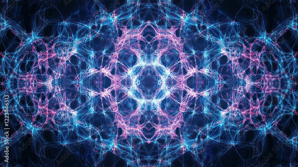 Poster abstract neon fractal network design