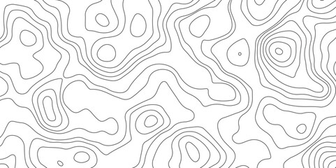 Abstract topographic contour map and geographic mountain relief background design .topography contour map white wave paper and curve black color lines vector background 