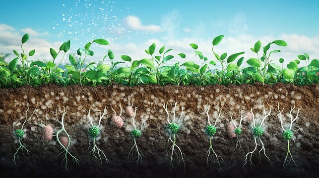 Nitrogen fixation soil bacteria microbial roles in plant root nodules and the nitrogen cycle in agriculture