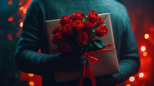 A romantic gift of red roses.