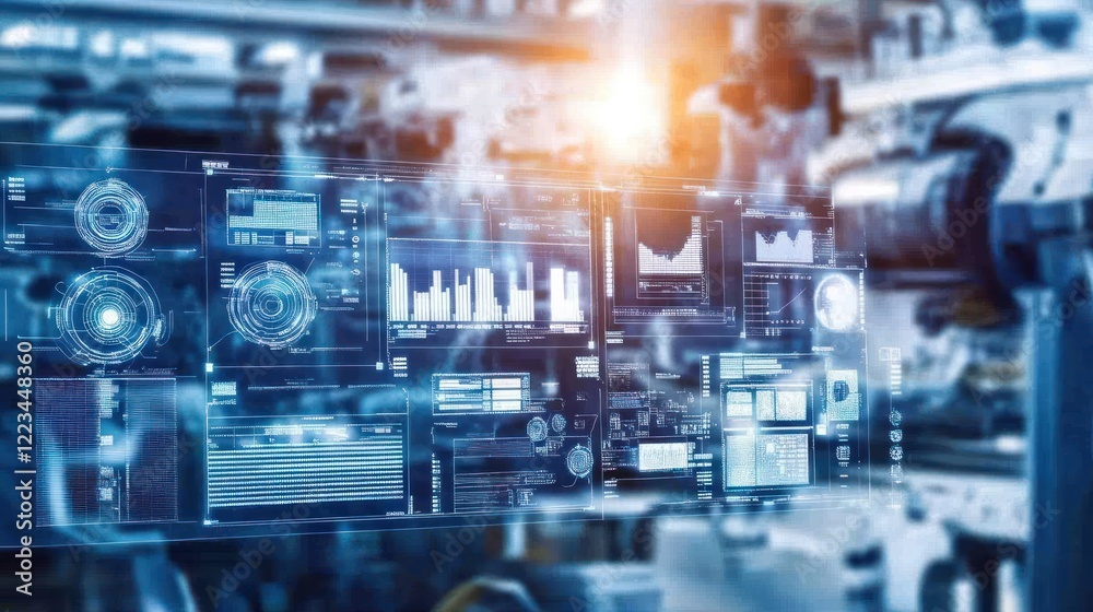 Poster Advanced Digital Display Shows Industrial Data Metrics