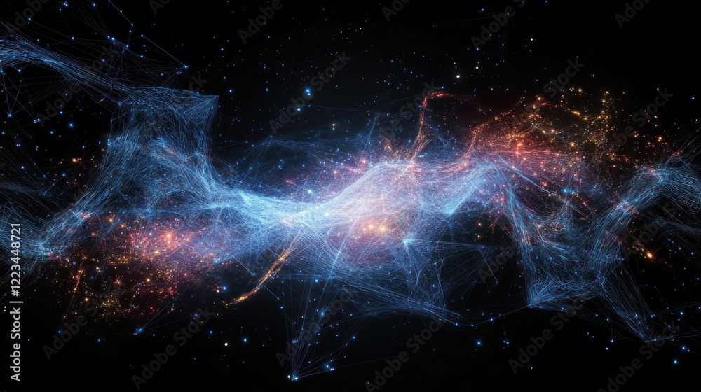 Poster abstract cosmic network illuminated nebula
