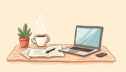 working day with a coffee mug representing a balance between work and personal life