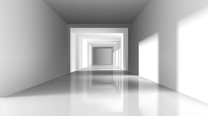 Fototapeta premium Minimalist White Corridor Interior Design
