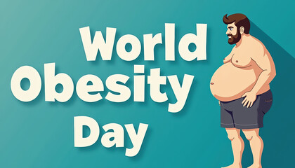 Creative banner for World Obesity Day showcasing a cheerful design with engaging characters to promote health awareness.
