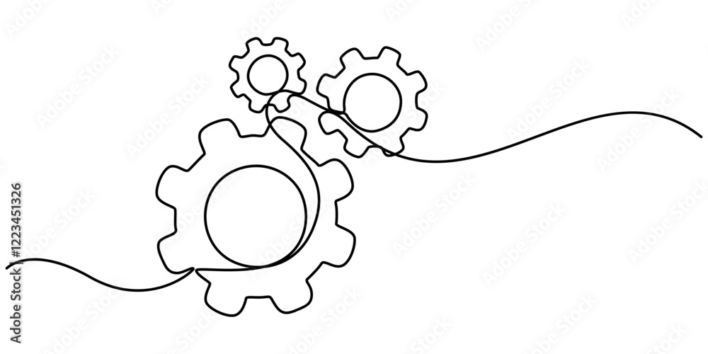 Wall mural setting icon continuous one line drawing vector illustration, continuous one line drawing of setting