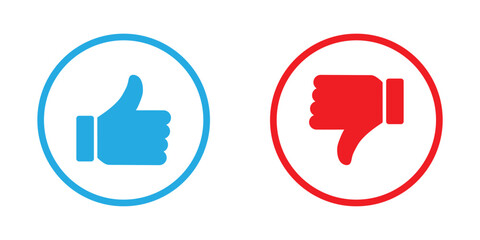 Obraz premium thumbs up and thumbs down vector icon. like and dislike icon. like and dislike icon for social media, mobile app, ui and website. vector illustration on transparent background.