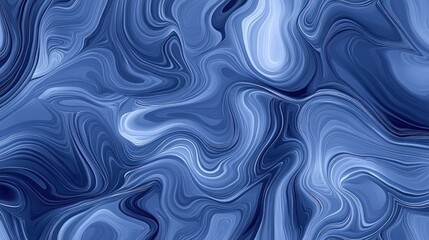 Abstract Blue Swirling Liquid Marble Design