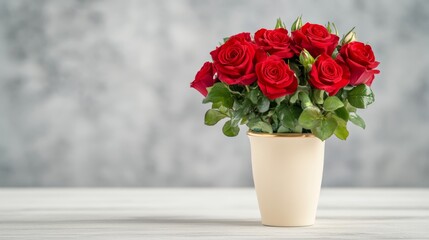 Fototapeta premium Elegant Artistic watercolor of a derby trophy surrounded by red roses with soft gold and green accents blending into a textured white background 